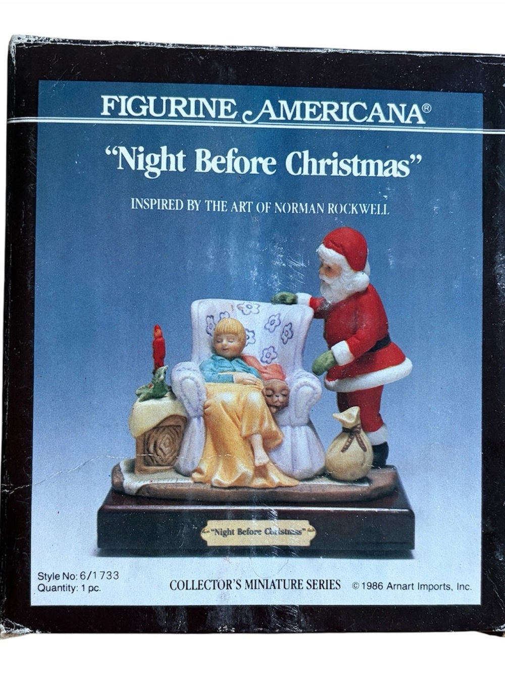 Figurine Americana "Night Before Christmas" Holiday Miniature - Red/Blue/White